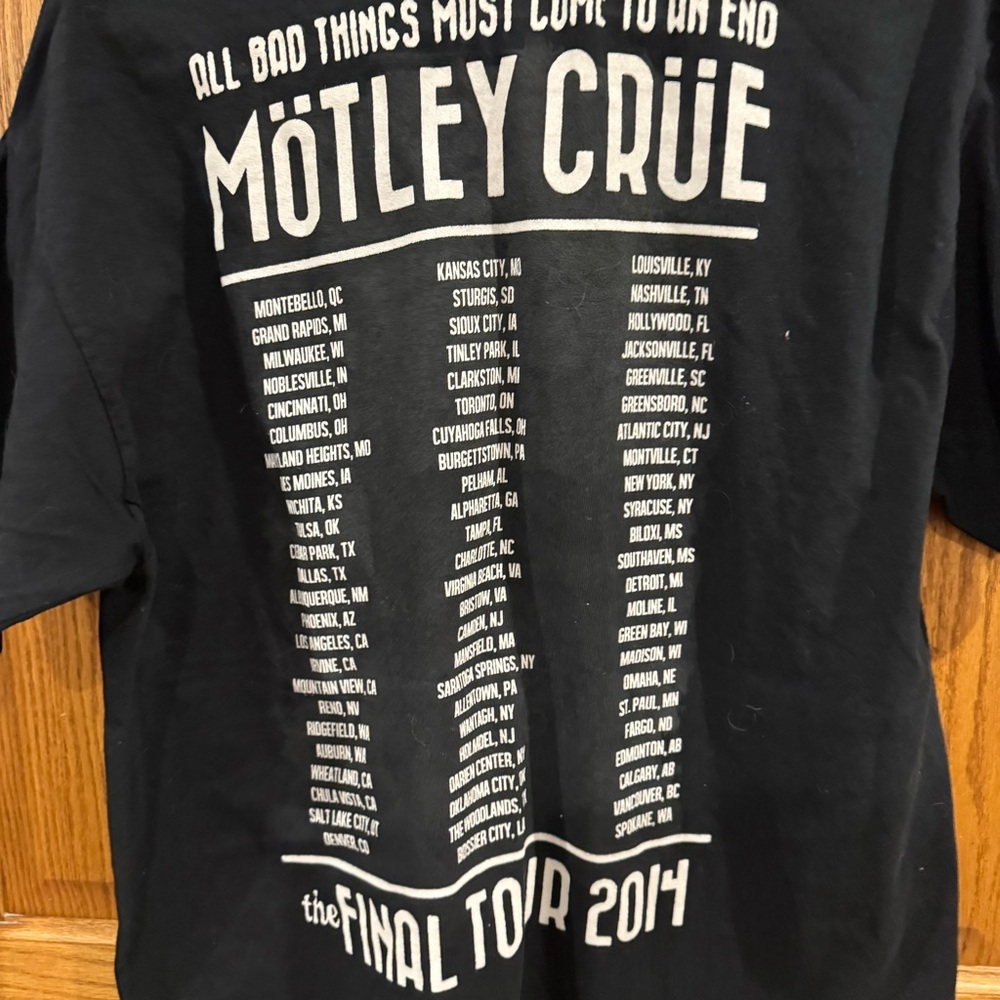 Motley Crüe The Final Tour 2014 Black Band Tee Shirt Size L - Picture 5 of 5